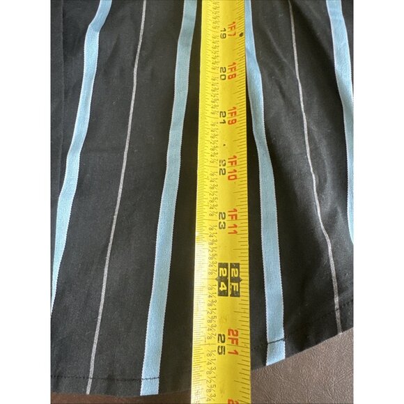 O Shirt Womens Black & Blue Striped Button-Up Shirt Size 14 By Cotton/Polyester - Picture 8 of 12